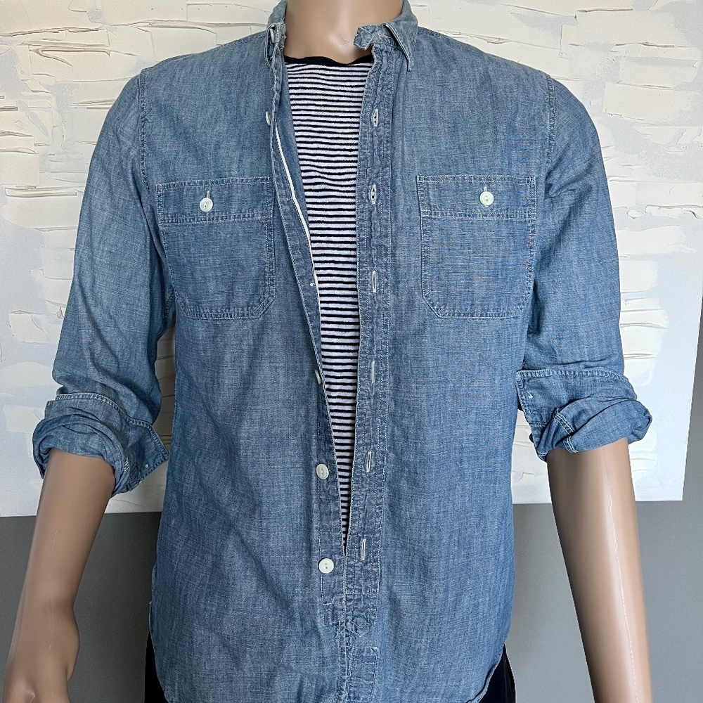 J.Crew Men's Japanese Selvedge Chambray Utility Shirt, Small
